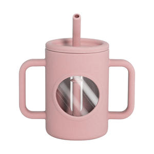 Bouteille d'eau pour bébé de luxe sans BPA avec manchon en silicone personnalisé, <span class=keywords><strong>tasse</strong></span> à lait <span class=keywords><strong>anti</strong></span>-fuite avec paille - Product Image 5