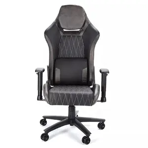 Cadeira De Jogo Ergonômica Estilo Vintage Cinza PU Bureau De Home Cadeira De Escritório Executivo Sillas Gamer Pro Cadeira Jogos com Base Alu