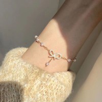 Bracelets en strass avec nœud papillon pour filles, étudiantes, simples, doux, en perles artificielles, bijoux cadeaux