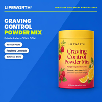 LIFEWORTH Craving Control Powder Mix Raspberry Lemonade with Berberine Yerba Mate 5-HTP OEM