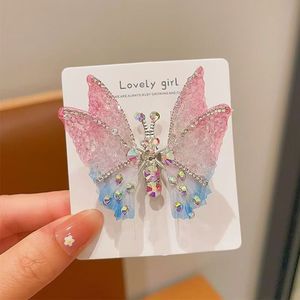 Barrette à cheveux papillon colorée en strass pour filles - <span class=keywords><strong>Coiffure</strong></span> de princesse ultra-ravissante avec frange latérale - Product Image 2