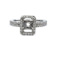 Bague de fiançailles et de mariage sur mesure, design classique et romantique, or blanc massif 18 carats de haute qualité, diamant taille brillant, forme octogonale