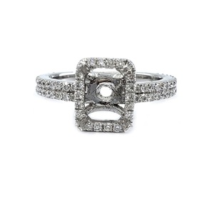 Bague de fiançailles et de mariage sur mesure, design classique et romantique, or blanc massif 18 carats de haute qualité, diamant taille brillant, forme octogonale - Product Image 1