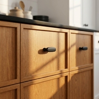 Poignée en T en alliage d'aluminium noir mat pour armoire, tiroir de cuisine, commode de salle de bain, meuble de chambre moderne, table de chevet