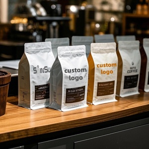 Bolsa de plástico autoportante con revestimiento de aluminio y válvula de ventilación unidireccional para almacenamiento de café, té de hojas y granos - Product Image 5