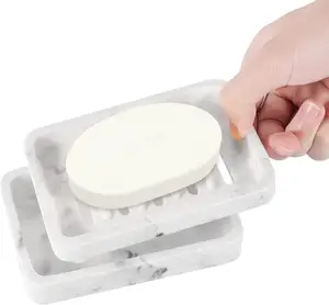 Vendita all'ingrosso intaglio piatto di sapone-Portasapone Luxspire contenitore contenitore piatto oblungo filtro a fessura grande livello acqua bagno portasapone in marmo resina