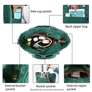 Sac à dos de tennis matelassé en microfibre vert léger rembourré Pickleball <span class=keywords><strong>Badminton</strong></span> à la mode pour femmes - Product Image 4