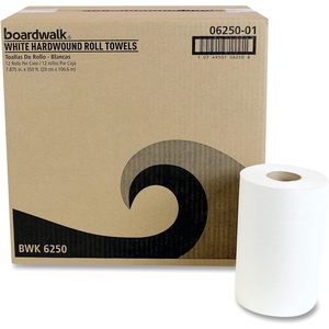 กระดาษเช็ดมือแบบม้วน 1 ชั้น สีขาว ไม่เจาะรู ขนาด 8 นิ้ว กว้าง 2 นิ้ว แกนกลาง 350 แผ่น/ม้วน คุณภาพพรีเมียม - Product Image 1