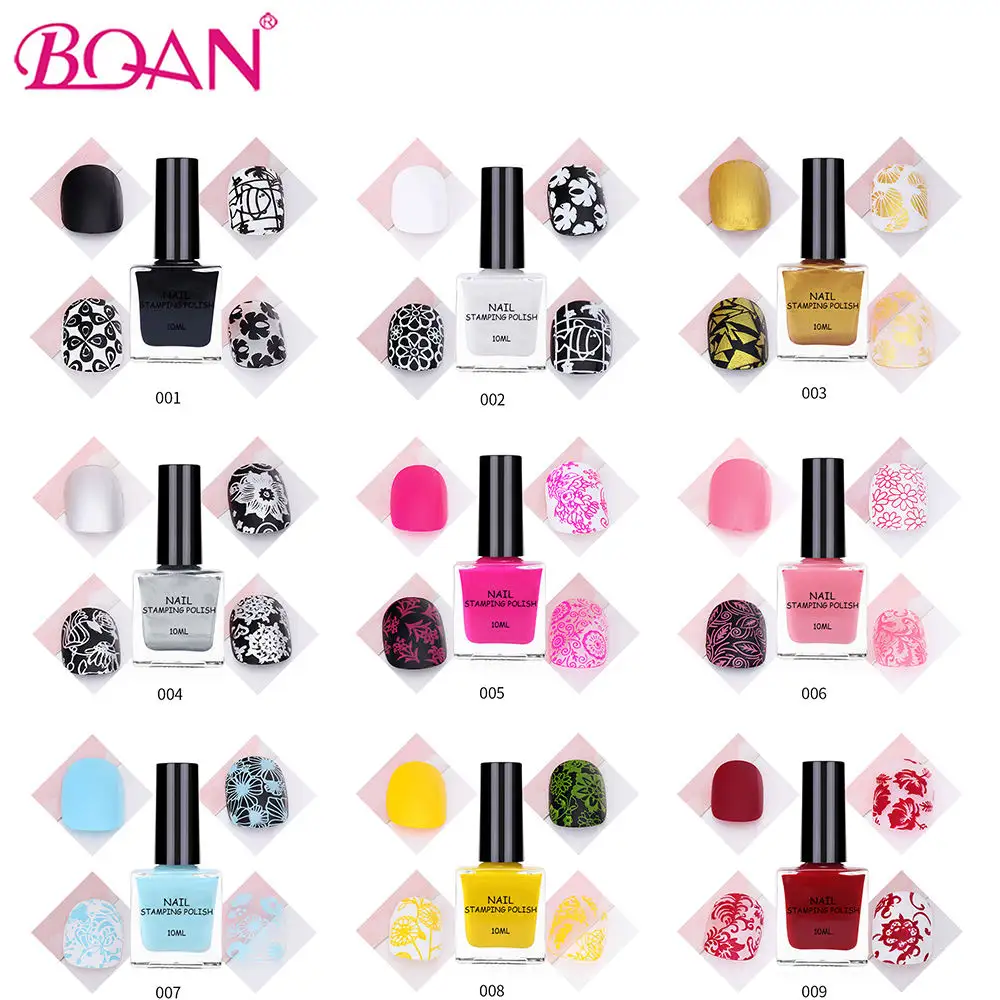 BQAN High Quality Wholesale 10ml Nail Stamping Polish Customize Logo Black White Pink Paint Oil for Nails