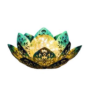 Lampe solaire d'extérieur en forme de lotus, étanche, avec globe en verre craquelé, lumières LED en forme de fleur de lotus, décoration pour patio extérieur - Product Image 2