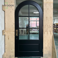 Portes intérieures en bois pour maisons Portes intérieures françaises prémontées avec 6 panneaux de verre Porte extérieure ronde en bois massif