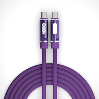 Câble USB-C de charge rapide PD 240W de 1,2 m avec aromathérapie et lumière LED, câble en silicone violet pour ordinateur et écouteurs, vente en gros