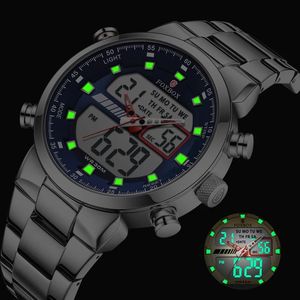 Reloj de Cuarzo de Doble Pantalla para Hombre 0014, Marca de Primera Calidad, Estilo Ejecutivo, Acero Inoxidable, Lujoso, Resistente al Agua, con Fecha, Analógico - Product Image 4