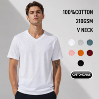 T-shirt personnalisé 100% coton 210 g/m², couleur unie, coupe classique, manches courtes, col en V, pour homme