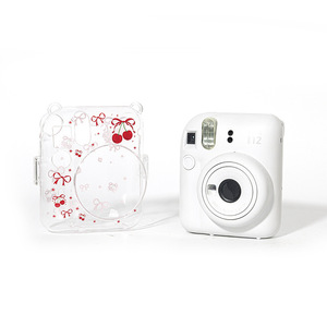 Étui de protection transparent antichoc et anti-poussière Yoshanda avec sangle réglable pour appareil photo Fujifilm <span class=keywords><strong>Instax</strong></span> <span class=keywords><strong>Mini</strong></span> 12, motif cerise et nœud mignon - Product Image 1
