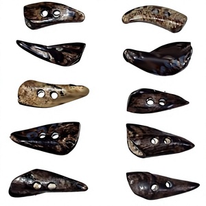 Botones de cuerno de búfalo de 2 agujeros con forma plana, ecológicos, cubiertos de tela, para chaquetas vaqueras, tallas surtidas, joyería B.S. - Product Image 5