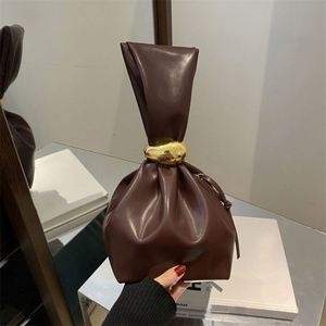 Pochette en cuir PU couleur unie avec fermeture éclair latérale, style coréen, sac de soirée grande capacité, porte-monnaie, sac seau plissé, usage quotidien - Product Image 2