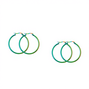 Orecchini a Cerchio Cotigo 12608 Multicolore 40mm in Acciaio con Zirconi, Classici e Trendy, in Lega di Rame Dorato, Perfetti per Feste e Occasioni Speciali - Product Image 1