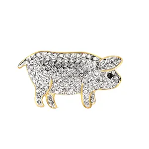 Varole New Arrival Top Sales Pig Shape Brooch 18K gold plated brooch with Czech Crystal for party
