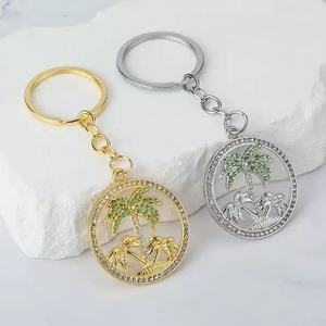 Luxury Zinc Alloy <b>Keychain</b> Palm Tree Design Sparkling Crystals Waterproof Fashion Souvenir Gift Beach Lovers <b>Custom</b> Keyring - Product Image 2