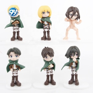 6 uds Attack on Titan Chibi figura conjunto Mikasa Eren Levi Q modelo coche decoración <span class=keywords><strong>Anime</strong></span> Mini coleccionable pastel Topper - Product Image 2