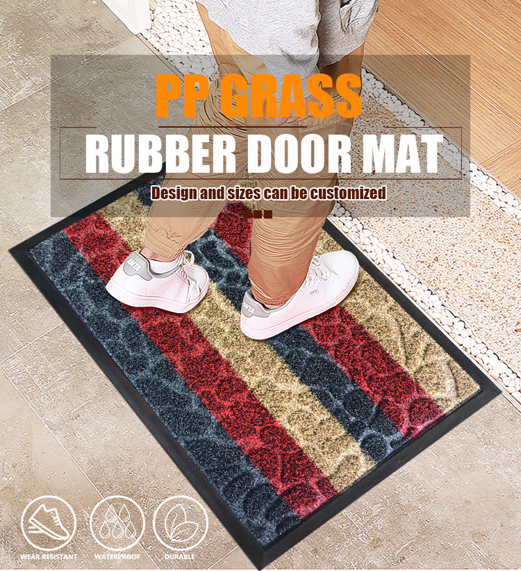 Tufted Grass Surface Shaggy Polypropylene Absorbent Wholesale Door Mat(图1)