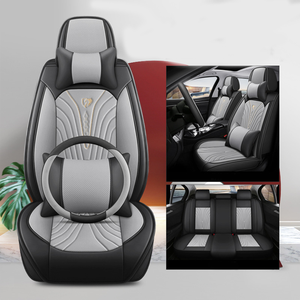 Housse de siège avant de voiture de luxe entièrement enveloppante, quatre saisons, universelle, en cuir perforé respirant, automne-hiver - Product Image 6