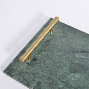 Vente en gros Plateau de service en pierre pour fruits Plateau de rangement décoratif pour parfums avec poignées dorées Plateau rectangulaire en marbre - Product Image 4