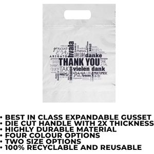 Thank You Plastic <b>Bags</b> BOPP Patch Handle Reusable Digital Printing Business Shopping - Product Image 4