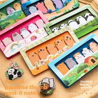 Notes autocollantes animaux de dessin animé Capybara Panda Chat, papier à notes, clips mémo, marque-pages décoratifs pour bureau et école