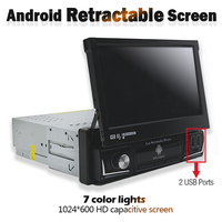 Android 10.0 Autoradio rétractable 7 ''écran tactile GPS Wifi Autoradio 1 Din Android Autoradio écran télescopique