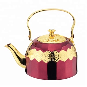Tetera de Acero Inoxidable con Patrón Árabe en Relieve, Bicolor Plata y Oro, para Regalo de Ramadán, Suministro al por Mayor para Oriente Medio - Product Image 5