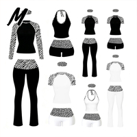 Ensemble tendance pour femme : haut à manches raglan en nylon et pantalon à taille repliable, imprimé léopard, avec logo personnalisé – Collection été