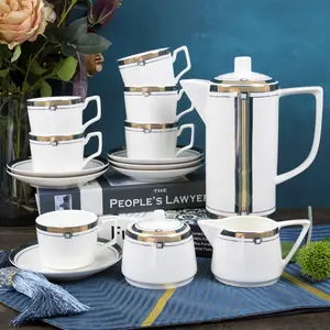 15pcs European Luxury Fine Bone China Tea Set High Quality Ceramic Royal Decoration Teapot for Coffee and Parties