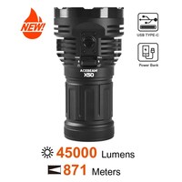 ACEBEAM X50 2.0 première lampe de poche PD Power Bank Max 45000 Lumens élevés plus lumineux 21700 batterie 871M jeter QC chargeur 6500K 5000K