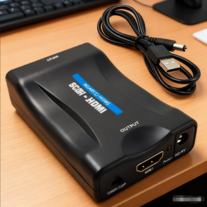 Convertisseur SCART <span class=keywords><strong>vers</strong></span> <span class=keywords><strong>HDMI</strong></span> Adaptateur de mise à niveau vidéo audio avec <span class=keywords><strong>commutateur</strong></span> SCART/HD Échelleur vidéo PAL/NTSC Convertisseur numérique SCART <span class=keywords><strong>vers</strong></span> <span class=keywords><strong>HDMI</strong></span> - Product Image 1
