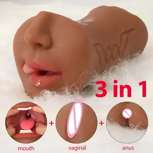 Boneka silikon 3-in-1 masturbasi pria boneka realistis mulut vagina wanita mainan seks Cup masturbasi pria