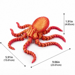 Ornamento da Scrivania a Forma di Polpo in PLA Argento/Rame, Rosso, Flessibile e Articolato, Decorazione Moderna a Forma di Animale per Organizzazione del Desktop - Product Image 3