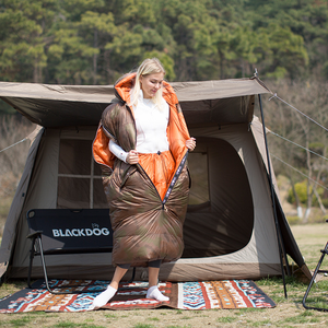 Kalınlaştırılmış Sıcak Kapüşonlu Giyilebilir Pelerin Uyku Tulumu Yetişkinler İçin Açık Hava Kampı ve Yürüyüş - Product Image 2