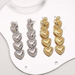 European American Retro Hong Kong-Style Heart-Shape <b>Long</b> Tassel <b>Earrings</b> Versatile Simple Hoop Design for Party or Gift - Product Image 4