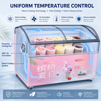 Congélateur commercial à température unique pour crèmes glacées avec portes vitrées profondes et affichage personnalisable par autocollants