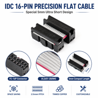 Kabel Pita Datar Ultra Pendek 5mm IDC 16 Pin UL2651 28AWG Pitch 2.54mm FC-16P Kabel Jumper untuk Printer 3D dan Elektronik Kompak