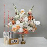 DKB Prix Bas Vente en Gros Boule de Fleurs Artificielle Orange Eucalyptus 70cm pour Centres de Table de Mariage