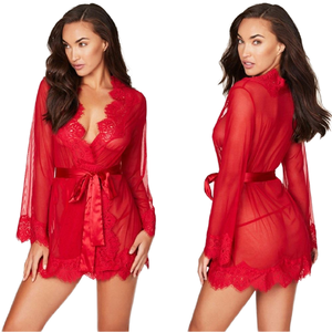 Nieuwe Goede Kwaliteit Dames Sexy Gewaad Lange Kanten Rand Ondergoed Licht Control Niveau Chiffon Stof Bodysuits Half Inbegrepen Groothandel - Product Image 1