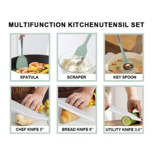 Juego de 17 Utensilios de Cocina de Silicona, Apto para Alimentos, Antiadherente, Cuchillo, Cuchara, Espátula, Tabla de Cortar, Herramientas de Cocina - Product Image 4