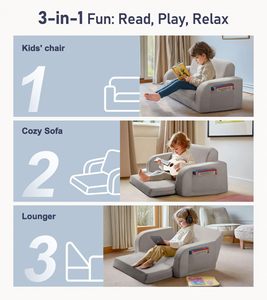 Maternelle Gain de Place Enfants 3in1 Cozy Kid 2-en-1 Peluche Canapé Pliant Tapis de Jeu Canapé-Lit Canapé-Chaise pour Enfant pour Bébé de 6 Mois - Product Image 3