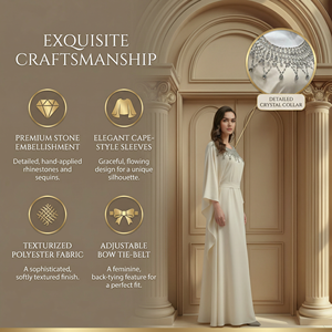 Abaya Kaftan Perlée pour Femme à Manches Chauve-Souris pour Occasions Spéciales – Fabrication Usine - Product Image 2