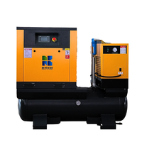 Compresseur d'air à vis AC industriel 7,5 kW 10 CV sans huile, refroidi par air, stationnaire, 220 V monophasé, petit, silencieux, avec réservoir et moteur