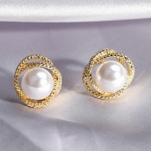 Orecchini di diamanti e perle dal Design elegante di lusso ispirato all'accessorio di moda delle celebrità di Internet della Corea - Product Image 1