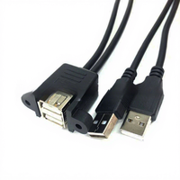 Kabel Ekstensi USB 2.0 Tembaga Berlapis Ganda USB A-ke-A Lubang Sekrup Pria Pemasangan Aman untuk Transfer Data Hard Drive Eksternal